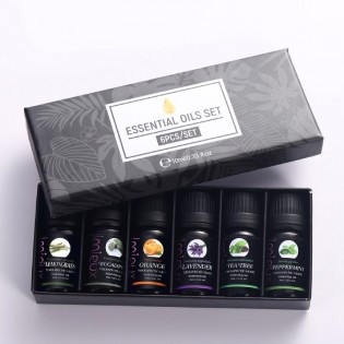 Coffret cadeau d'huiles essentielles 6 bouteilles pures et naturelles 10ml huiles  essentielles pour diffuseur humidificateur massage aromathérapie relaxation  soins de la peau et des cheveux